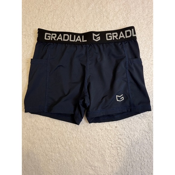 Gradual Other - Gradual Mens Navy Blue Compression Shorts Side Pockets Athletic Training Size M